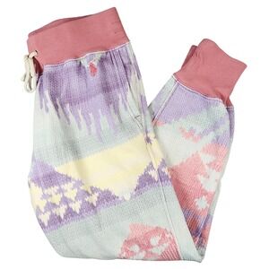 Polo Ralph Lauren Women XS Joggers Sweatpants Pastel Aztec Southwestern AOP